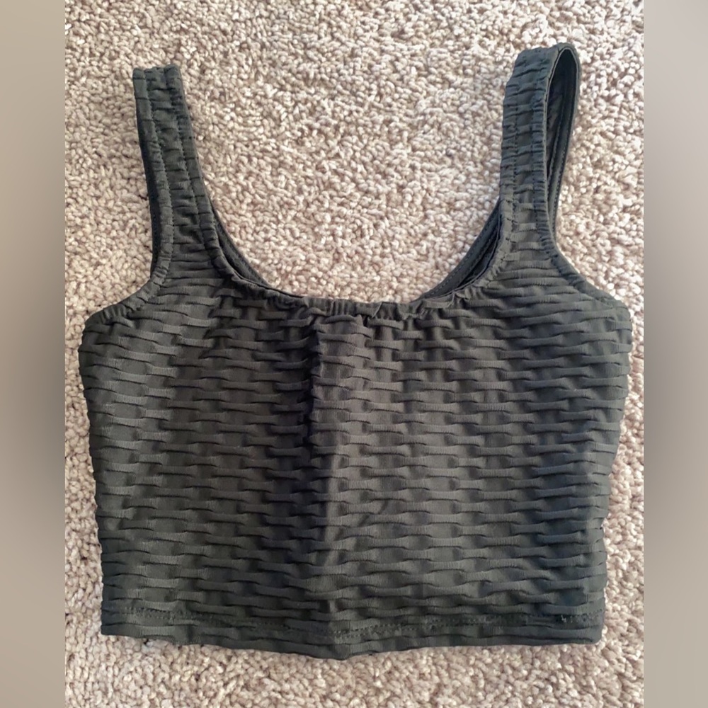 Black Ribbed/Textured Sports Bra